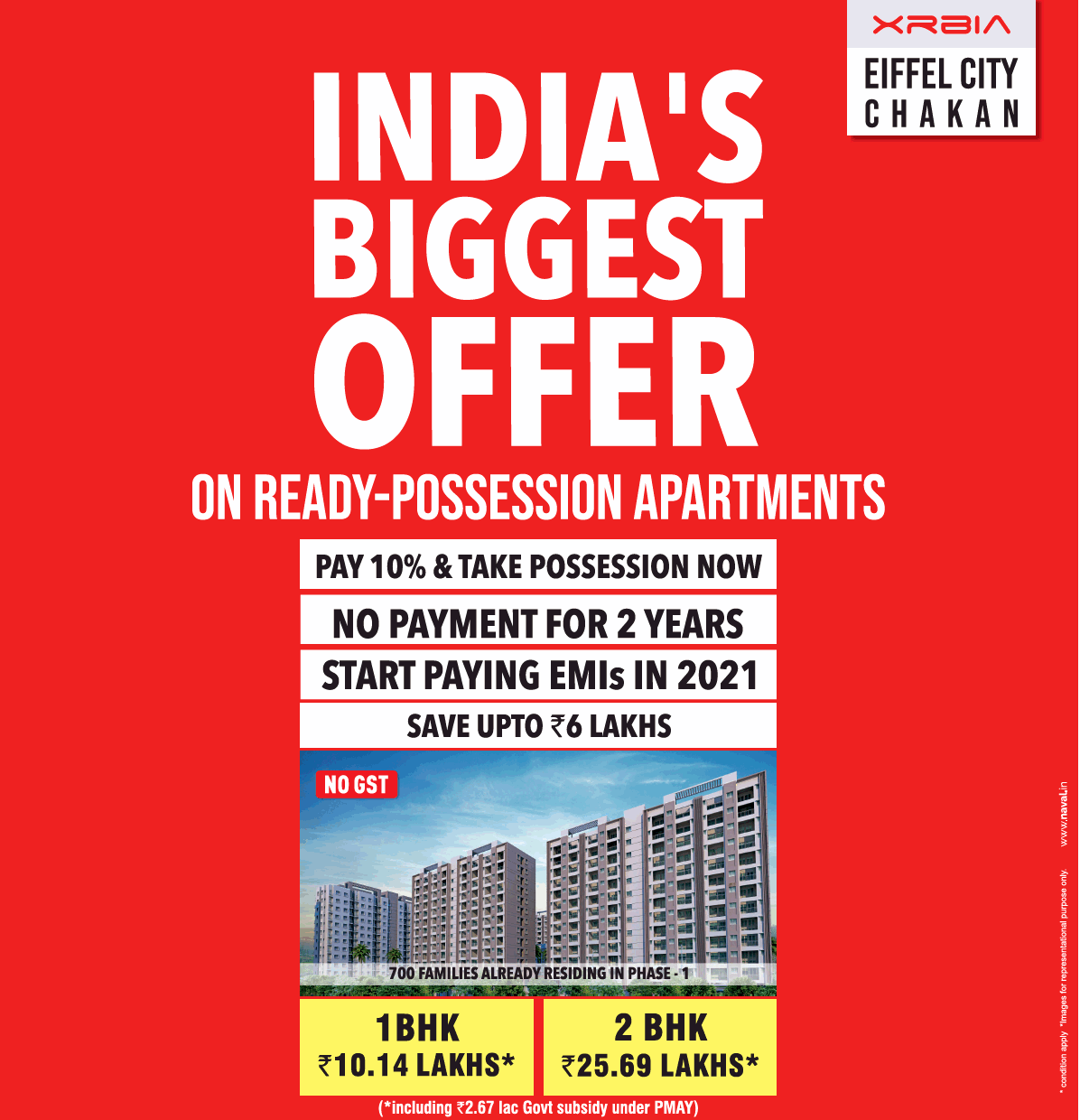 India's biggest offer on ready possession apartments at XRBIA Eiffel City in Pune